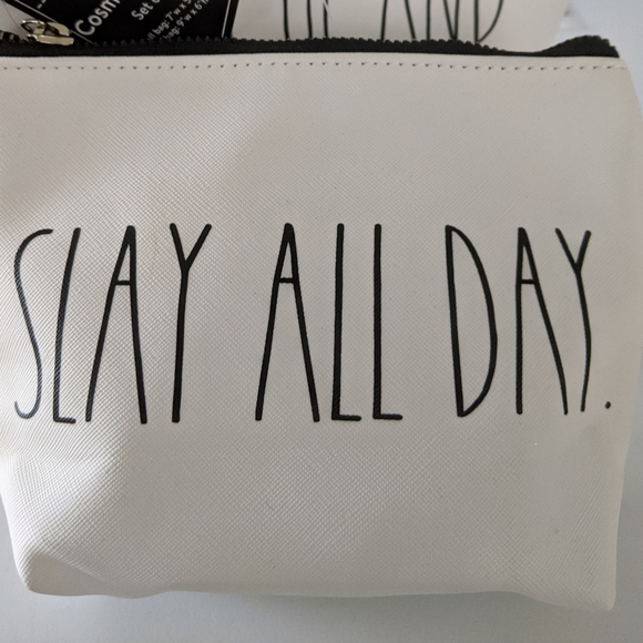 Rae Dunn SLAY ALL DAY + WAKE UP & MAKEUP 2 pc Toiletry Cosmetic Bag Set, NWT - Picture 5 of 7